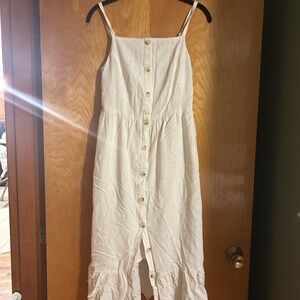 Cottage core White Button-Down Dress